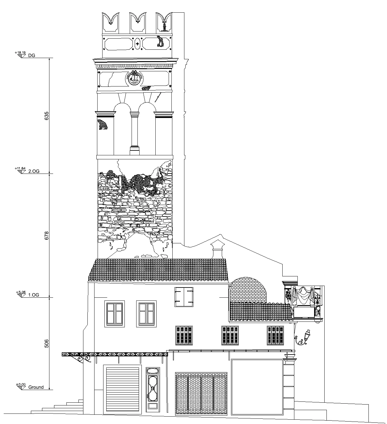 Βόρεια όψη, DWG 1:100